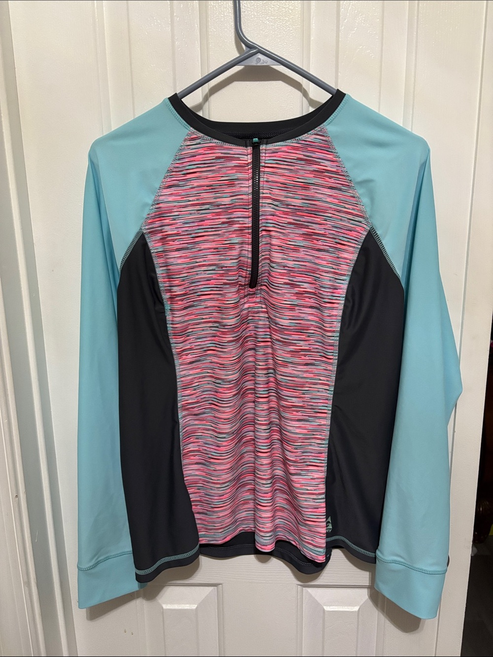 Gerry Weber Long Sleeve Active Top - Charcoal with Aqua Stitching